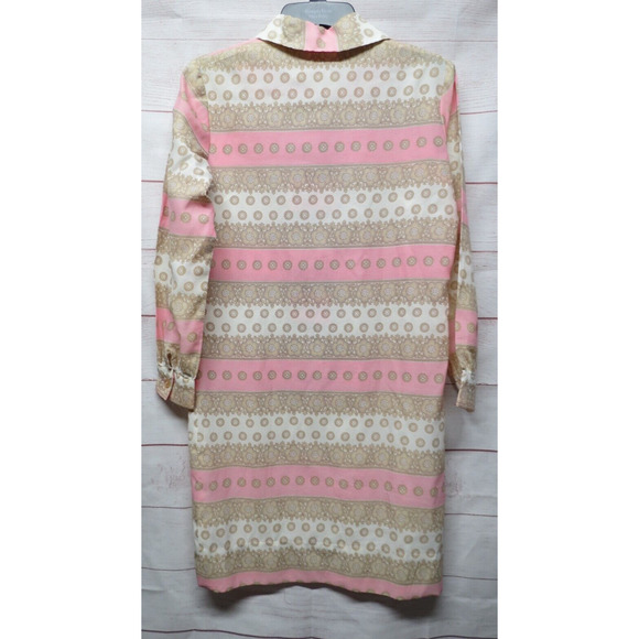 Vintage Pink & Beige Lightweight Shirt Dress 1960s 1970s Size Medium ? No Tags - Picture 5 of 6